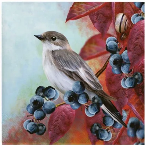 serwetki ptak na tarninie maki 33 cm 20 szt