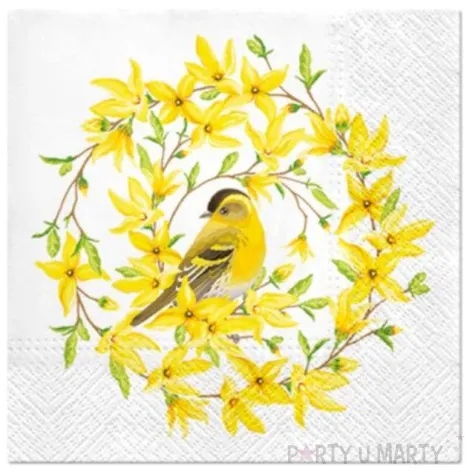 serwetki ptak w forsycji paw 33 cm 20 szt