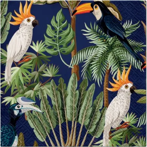 serwetki ptaki na roslinach tropikalnych paw 33 cm 20 szt