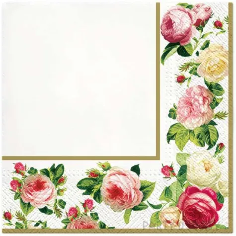 serwetki ramka z roz zloty paw 33 cm 20 szt