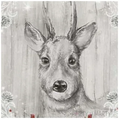 serwetki renifer namalowany na drewnie maki 33 cm 20 szt