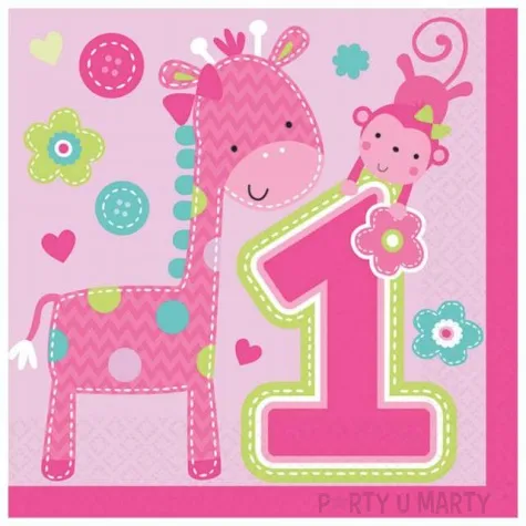 serwetki roczek one wild girl rozowe 33 cm 16 szt