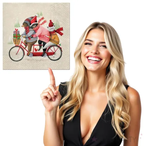 serwetki rodzina misiow na rowerze paw 33 cm 20 szt