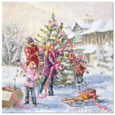 serwetki rodzinne ubieranie choinki paw 33 cm 20 szt