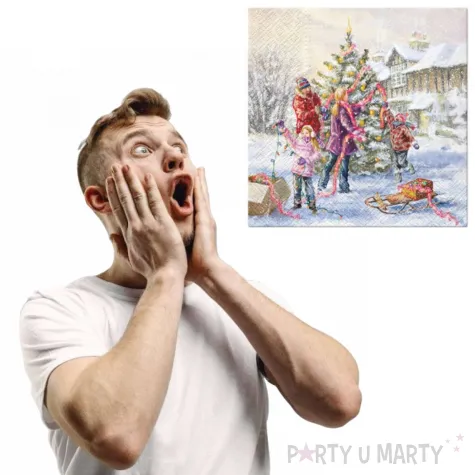 serwetki rodzinne ubieranie choinki paw 33 cm 20 szt