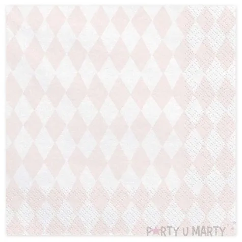 serwetki romby biale rozowe 33 cm 20 szt