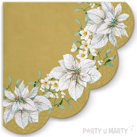 serwetki rondo biala poinsencja zlote paw 32 cm 12 szt