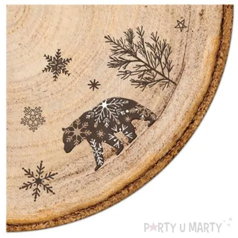 serwetki rondo rustykalne zimowa sceneria paw 32 cm 12 szt