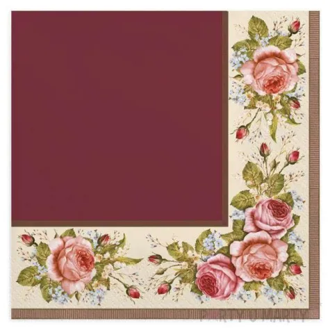 serwetki rozana ramka czerwone maki 33 cm 20 szt