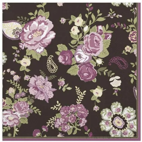 serwetki rozane dywan czarne maki 33 cm 20 szt