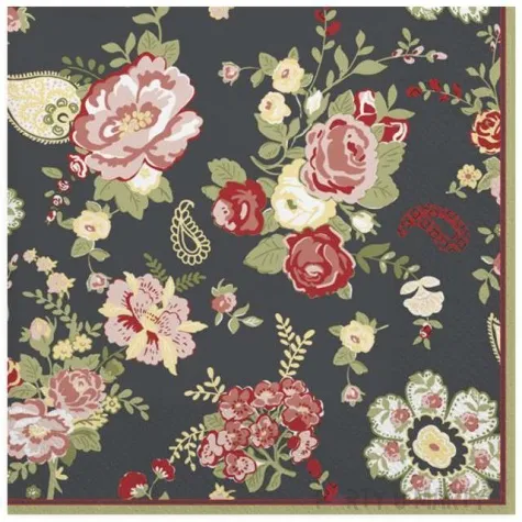 serwetki rozane dywan grafitowe maki 33 cm 20 szt