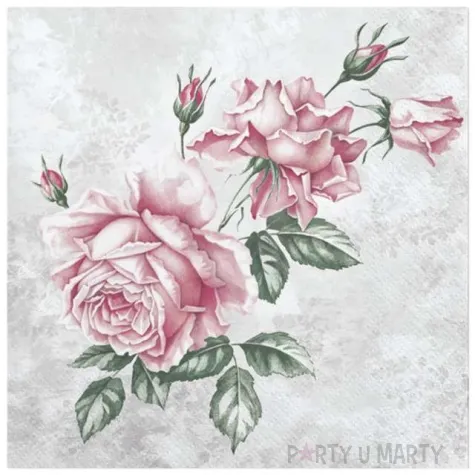 serwetki roze w stylu vintage maki 33 cm 20 szt