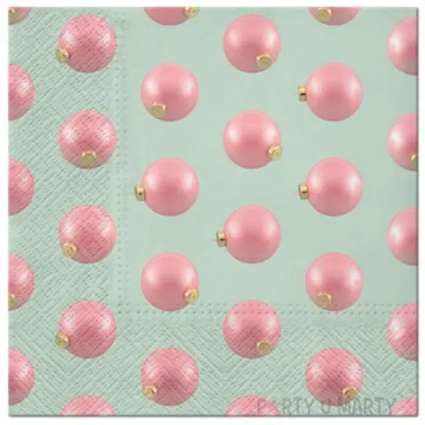 serwetki rozowe bombki na mietowym tle paw 33 cm 20 szt