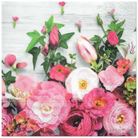 serwetki rozowe piwonie paw 33 cm 20 szt