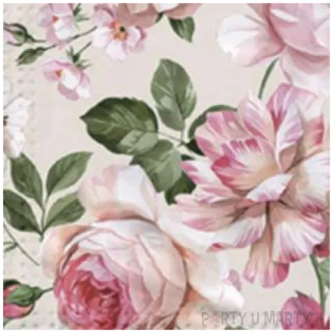 serwetki rozowe roze paw 33 cm 20 szt