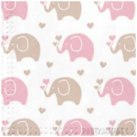 serwetki rozowe sloniki paw 33 cm 20 szt