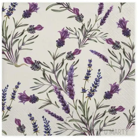 serwetki rozrzucone lawendowe galazki maki 33 cm 20 szt