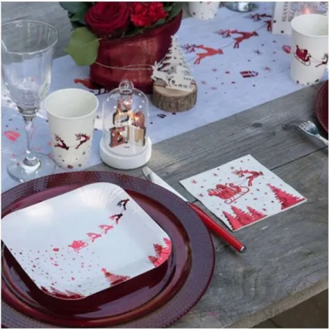 serwetki sanie swietego mikolaja santex czerwone metaliczne 25 cm 20 szt