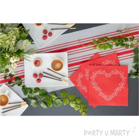 serwetki serce czerwone 33 cm santex 20 szt