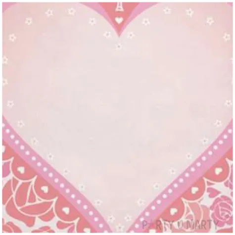 serwetki serce w rozach maki 33 cm 20 szt