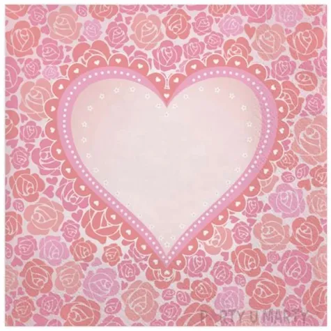 serwetki serce w rozach maki 33 cm 20 szt