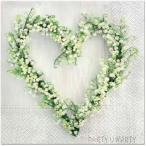 serwetki serce z galazek konwalii paw 33 cm 20 szt