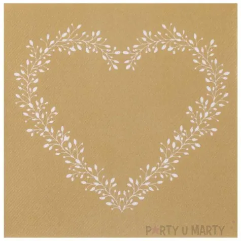 serwetki serce zlote 33 cm santex 12 szt