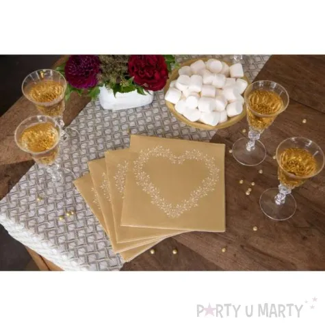 serwetki serce zlote 33 cm santex 12 szt