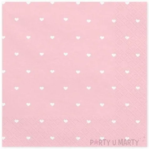 serwetki serduszka rozowe partydeco 33 cm 20 szt