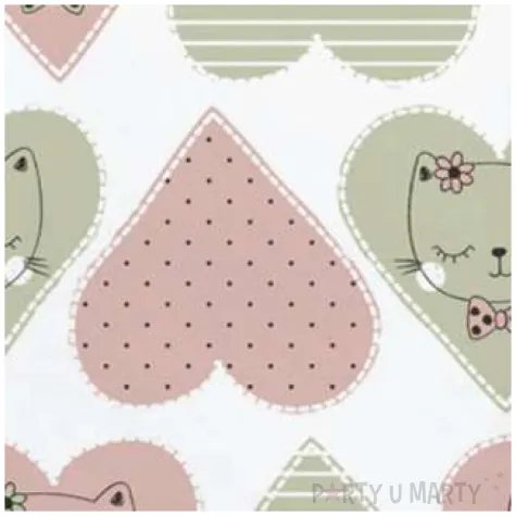 serwetki slodkie serduszka z kotkami maki 33 cm 20 szt