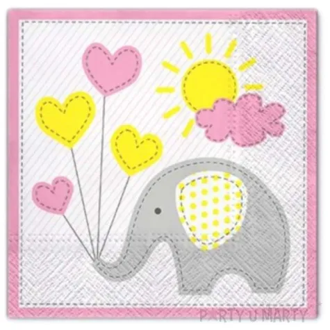 serwetki slonik rozowy baby shower paw 33 cm 20 szt