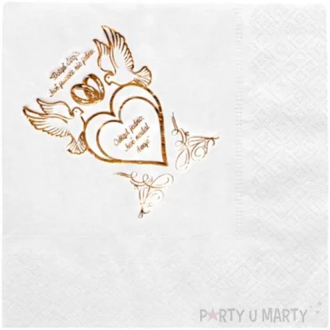 serwetki slubna sentencja white gold gajo 20 szt