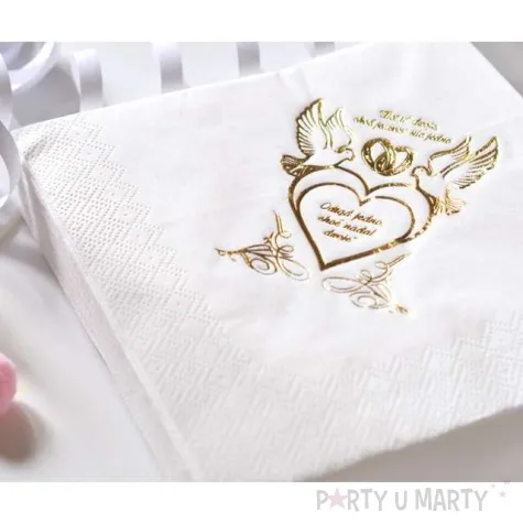 serwetki slubna sentencja white gold gajo 20 szt