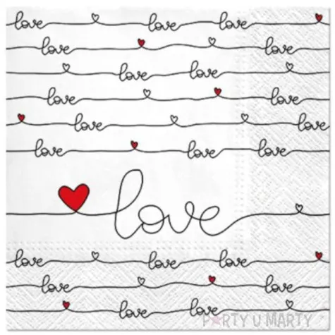 serwetki slubne napis love paw 33 cm 20 szt