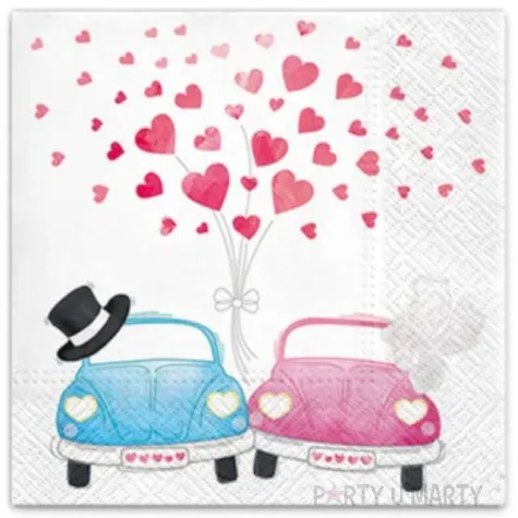 serwetki slubne zakochane samochody paw 33 cm 20 szt
