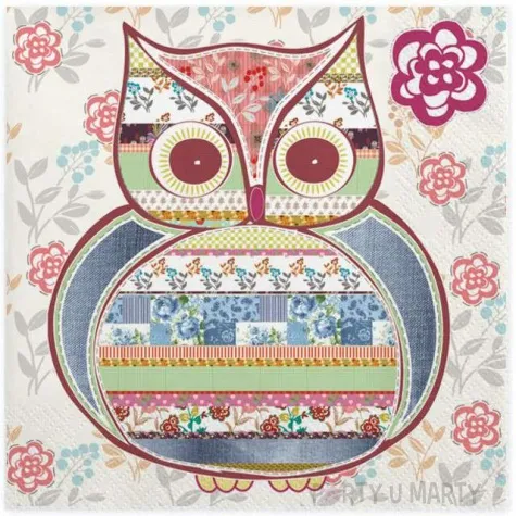 serwetki sowa we wzorki maki 33 cm 20 szt