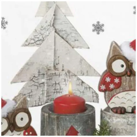 serwetki sowy w swiatecznych czapkach maki 33 cm 20 szt