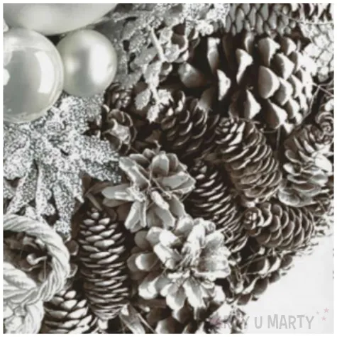 serwetki srebrna bozonarodzeniowa dekoracja maki 33 cm 20 szt