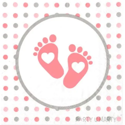serwetki stopki baby shower girl partypal 33 cm 15 szt