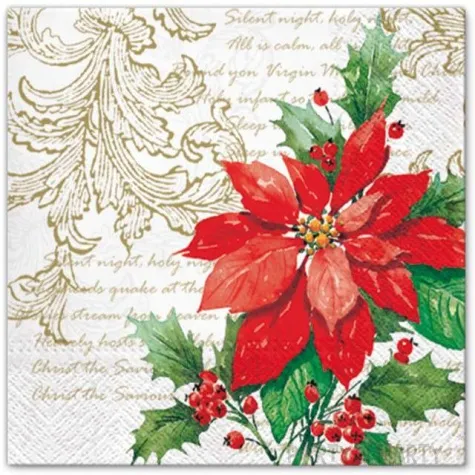 serwetki stylowa poinsecja biale paw 33 cm 20 szt