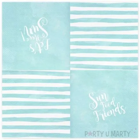 serwetki summertime blekitne partydeco 33 cm 20 szt