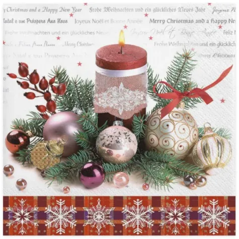 serwetki swiateczna dekoracja z czerwona swieca maki 33 cm 20 szt