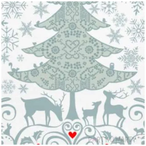 serwetki swiateczna kompozycja choinka i renifery w okregu maki 33 cm 20 szt