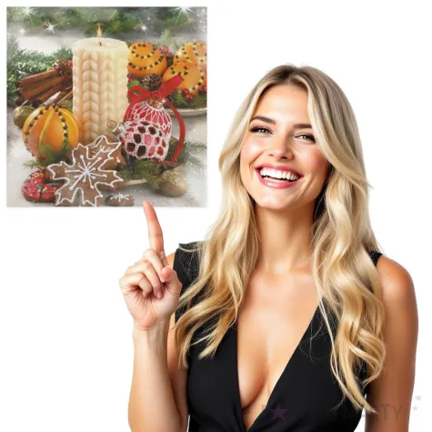 serwetki swiateczna kremowa swieczka i pomarancza maki 33 cm 20 szt