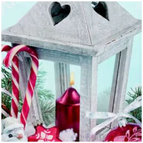 serwetki swiateczna latarnia na sniegu maki 33 cm 20 szt