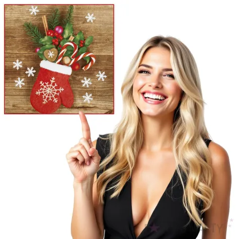 serwetki swiateczna rekawiczka z ozdobami maki 33 cm 20 szt