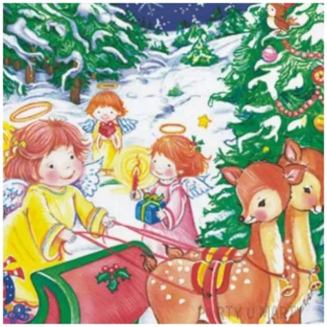 serwetki swiateczne anioly na saniach maki 33 cm 20 szt