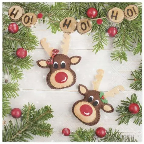 serwetki swiateczne dekoracje renifery i ramka maki 33 cm 20 szt