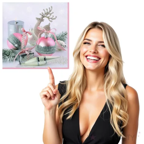 serwetki swiateczne dekoracje rozowo srebrne maki 33 cm 20 szt