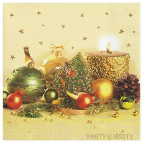 serwetki swiateczne dekoracje zloto zielone maki 33 cm 20 szt